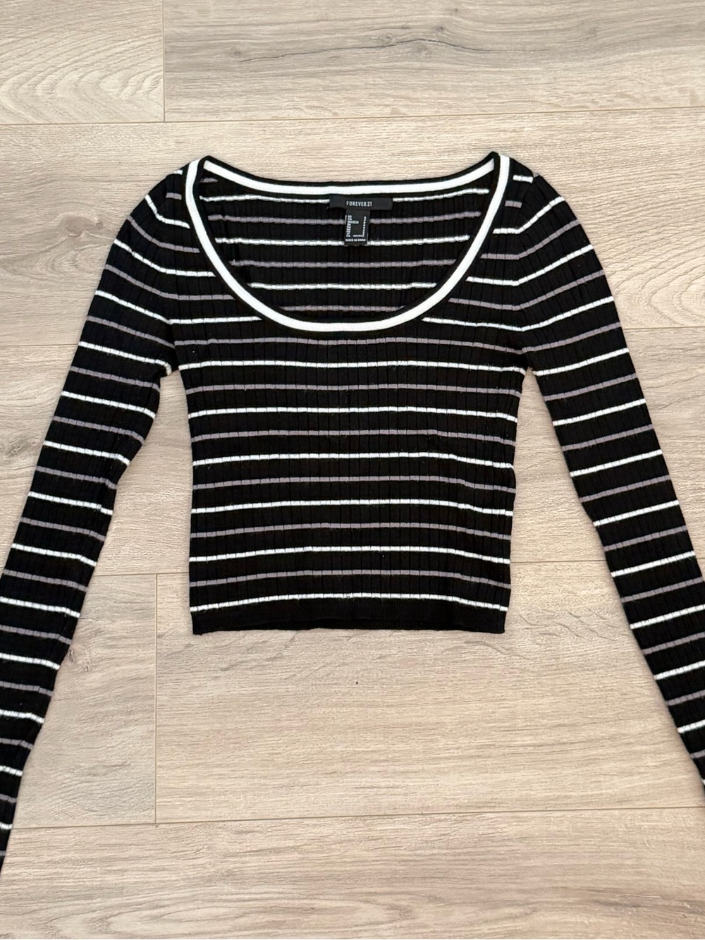 Striped Scoop Neck Cropped Sweater